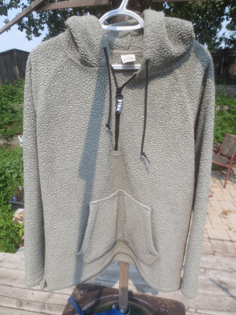 Victoria's Secret Pink Fleece 1/4 Zipper Pullover Hoodie Top - Size Medium